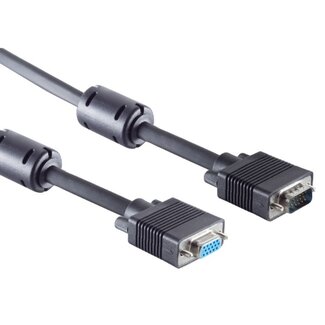 S-Impuls Premium VGA monitor verlengkabel met ferriet kernen - CCS aders / zwart - 1,8 meter
