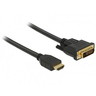 DeLOCK Premium DVI - HDMI kabel | DVI-D Dual Link | verguld | zwart | 2 meter