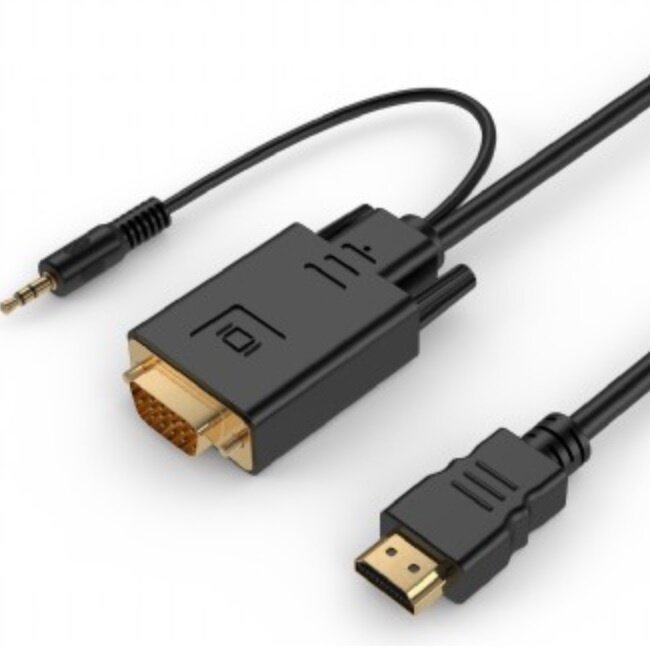 HDMI naar VGA + 3,5mm Jack kabel / zwart - 3 meter