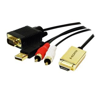 LogiLink Premium HDMI naar VGA + Tulp 2RCA kabel / zwart - 2 meter