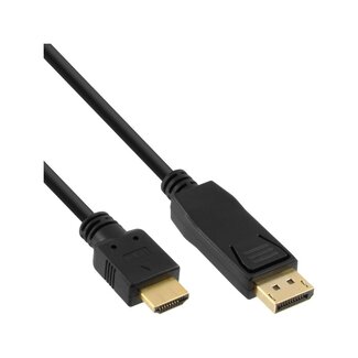 InLine Premium DisplayPort naar HDMI kabel - DP 1.1 / HDMI 1.4 (4K 30Hz) / zwart - 0,50 meter