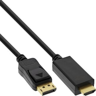 InLine Premium DisplayPort naar HDMI kabel - DP 1.2 / HDMI 2.0 (4K 60Hz) / zwart - 1 meter