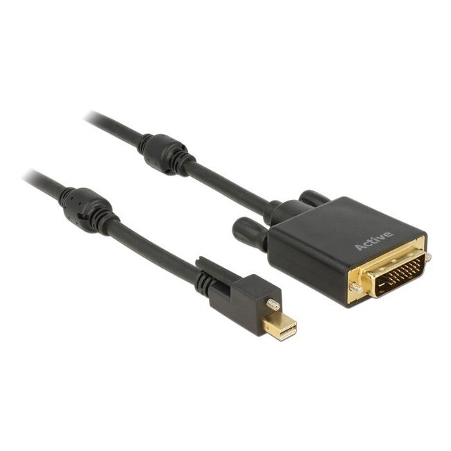 Premium Mini DisplayPort 1.2 naar DVI actieve kabel (4K 30 Hz) / zwart - 1 meter