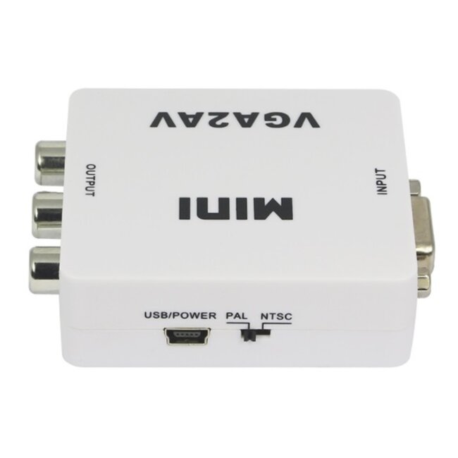 VGA + 3,5mm Jack naar Composiet 3RCA audio video converter / wit