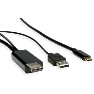 Roline USB-C naar HDMI 4K 60Hz en USB-A kabel / zwart - 1 meter
