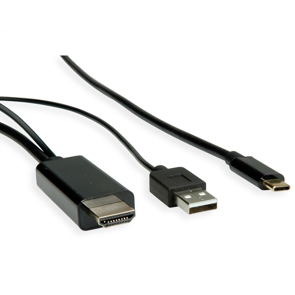 USB-C naar HDMI en USB-A kabel - DP 1.2 / HDMI 2.0 / DP Alt Mode (4K 60Hz) / zwart - 2 meter