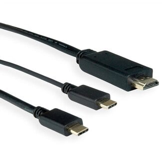 Roline USB-C naar HDMI 4K 60Hz en USB-C PD 60W (v) kabel / zwart - 1 meter