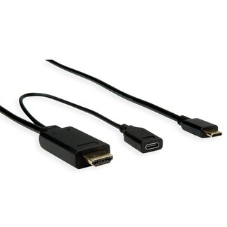 Roline USB-C naar HDMI 4K 60Hz en USB-C PD 60W (v) kabel / zwart - 1 meter