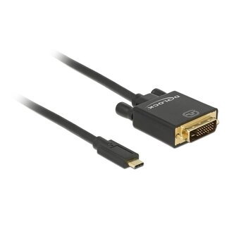 DeLOCK Premium USB-C naar DVI kabel met DP Alt Mode (4K 30 Hz) / zwart - 1 meter
