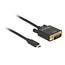 Premium USB-C naar DVI kabel met DP Alt Mode (4K 30 Hz) / zwart - 3 meter