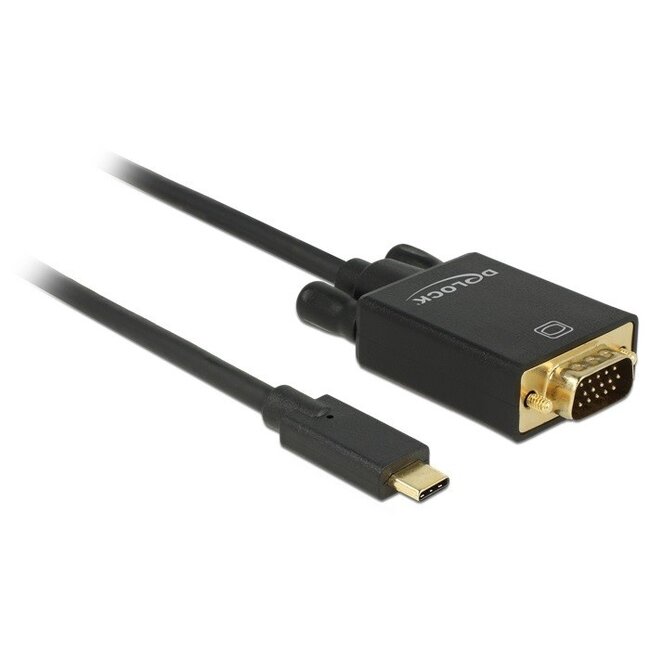 Premium USB-C naar VGA kabel met DP Alt Mode (1920 x 1200) / zwart - 2 meter