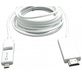 Dolphix USB Micro naar HDMI MHL kabel - 5-pins + 11-pins (Samsung) / wit - 2,5 meter