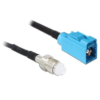 DeLOCK Fakra Z (v) - FME (v) adapter kabel - RG174 - 50 Ohm / zwart - 2 meter