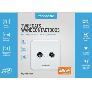 Technetix Technetix wandcontactdoos TRAS-2000 SHOP compleet / KabelKeur en Ziggo Geschikt
