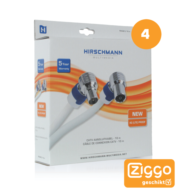 Hirschmann FEKAB 5 4G/LTE proof IEC (m) - IEC (v) coaxkabel - 10 meter