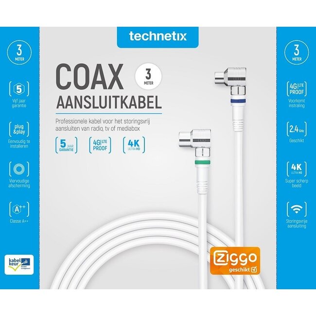 Technetix RLA++21 4G/LTE proof 4K Ultra HD IEC (m) - IEC (v) coaxkabel - 3 meter