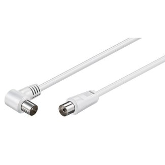 MaxTrack IEC (m) haaks - IEC (v) recht coaxkabel - wit - 2,5 meter