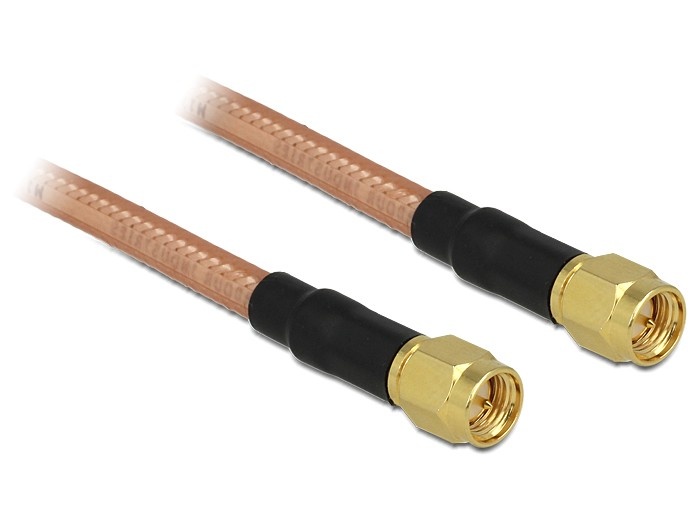 DeLOCK 88895. Aansluiting 1: SMA, Aansluiting 2: SMA. Soort kabel: RG-142, Lengte snoer: 1 m, Impedantie: 50 Ohm. Aantal inbegrepen producten: 1 stuk(s), Type verpakking: Polybag