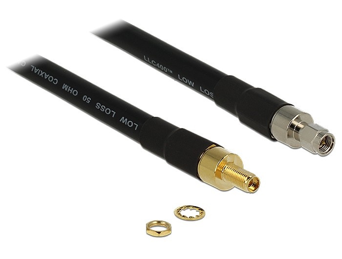 DeLOCK 1m SMA/SMA coax-kabel CFD400, LLC400 Zwart