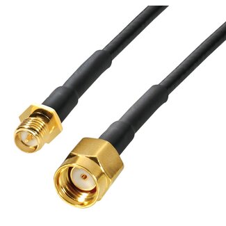 Transmedia RP-SMA (m) - RP-SMA (v) verlengkabel - RG174 - 50 Ohm / zwart - 10 meter