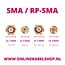 RP-SMA (m) - RP-SMA (v) inbouw adapter - RG174 - 50 Ohm / zwart - 0,20 meter