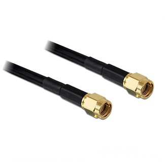 DeLOCK RP-SMA (m) - RP-SMA (m) kabel - LMR195/RF195 - 50 Ohm / zwart - 5 meter
