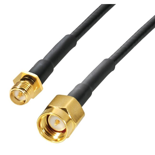 RP-SMA (v) - SMA (m) kabel - RG174 - 50 Ohm / zwart - 20 meter