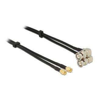 DeLOCK SMA (m) - BNC (m) Twin kabel - RG58 - 50 Ohm / zwart - 10 meter