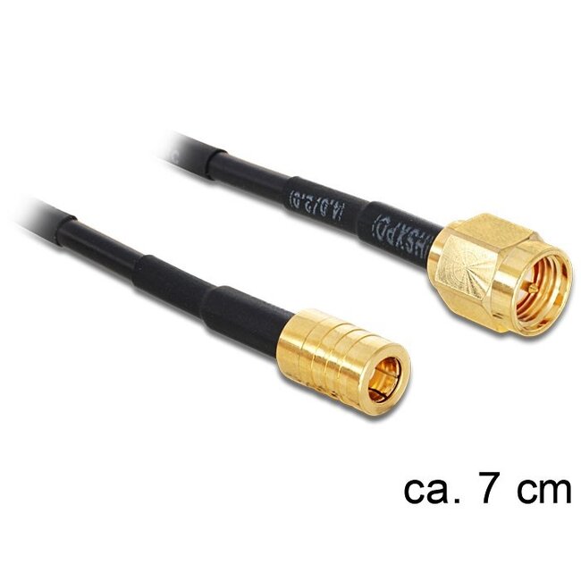 SMA (m) - SMB (m) kabel - RG174 - 50 Ohm / zwart - 0,07 meter