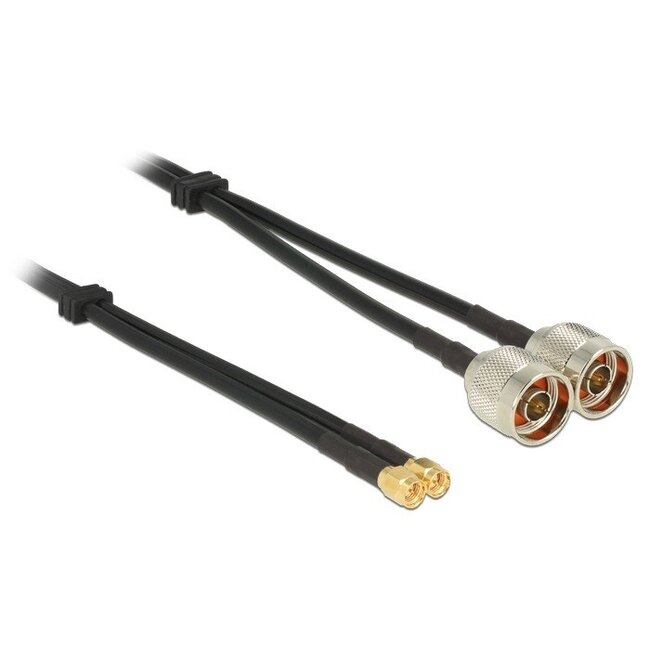 N (m) - SMA (m) Twin kabel - RG58 - 50 Ohm / zwart - 5 meter