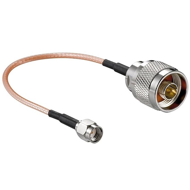 N (m) - RP-SMA (m) kabel - RG316 - 50 Ohm / transparant - 0,15 meter