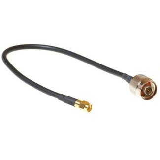 KTI Networks N (m) - RP-SMA (m) kabel - RG58 - 50 Ohm / zwart - 0,30 meter