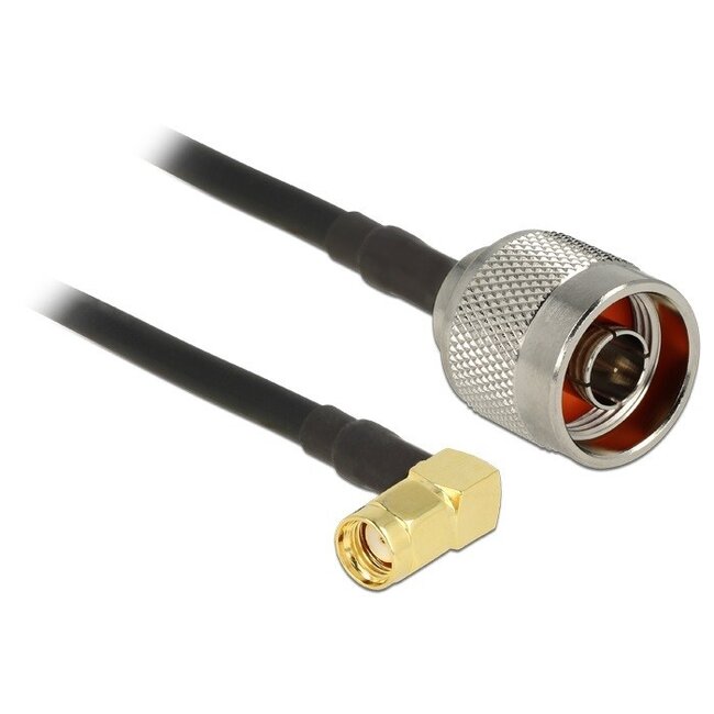 N (m) - RP-SMA (m) haaks kabel - CFD200/RF200 - 50 Ohm / zwart - 0,30 meter