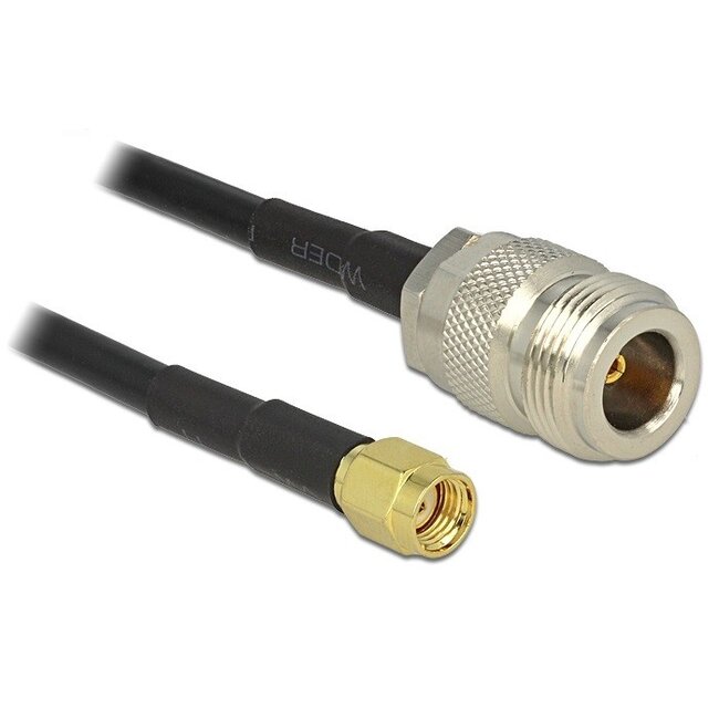 N (v) - RP-SMA (m) kabel - LMR195/RF195 - 50 Ohm / zwart - 3 meter