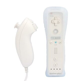 J&S Supply Wii Motion Plus Controller met Nunchuk geschikt voor Nintendo Wii, Wii Mini en Wii U / wit