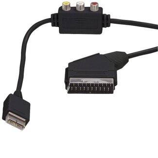 Dolphix Scart en Composiet kabel voor Sony PlayStation 1, one, 2 en 3 / zwart - 1,8 meter