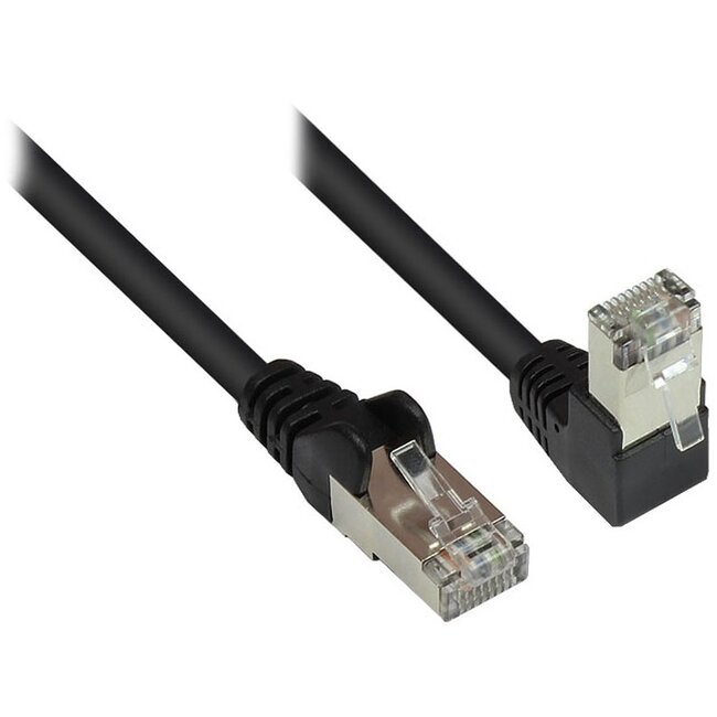S/FTP CAT6 Gigabit netwerkkabel haaks/recht / zwart - 0,50 meter