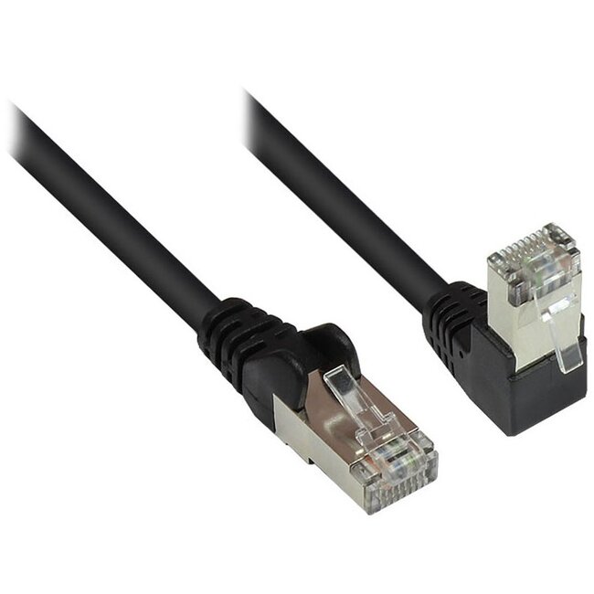 S/FTP CAT6 Gigabit netwerkkabel haaks/recht / zwart - 1 meter