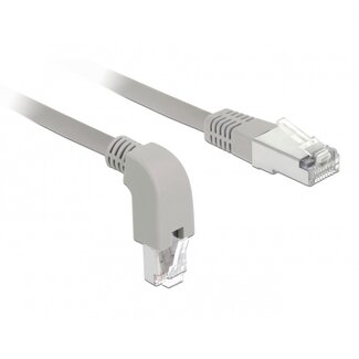 DeLOCK S/FTP CAT6a 10 Gigabit netwerkkabel haaks naar boven / recht / grijs - LSZH - 2 meter