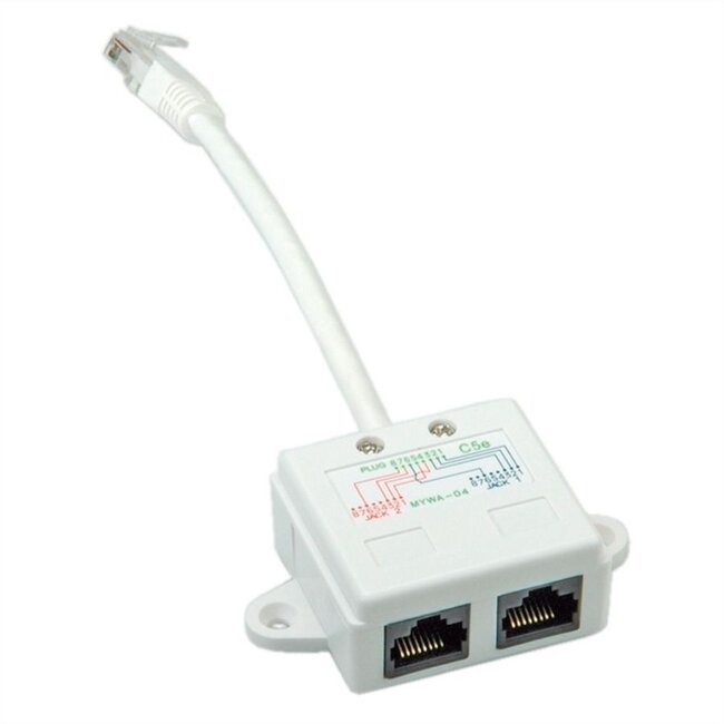 UTP CAT5 RJ45 combiner/splitter (versie 2) - 0,15 meter