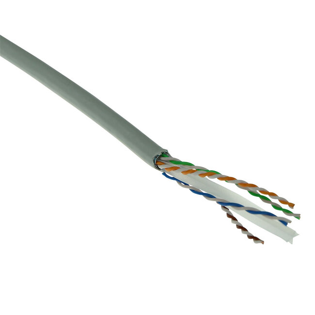 F/UTP CAT6 Gigabit netwerkkabel met vaste aders - AWG24 / grijs - 305 meter
