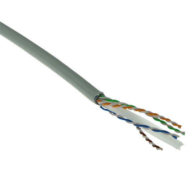 F/UTP CAT6 Gigabit netwerkkabel met vaste aders - AWG24 / grijs - 500 meter