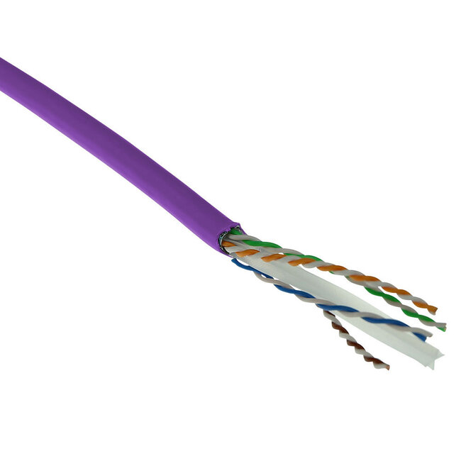 F/UTP CAT6 Gigabit netwerkkabel met vaste aders - AWG24 / LSZH / paars - 305 meter