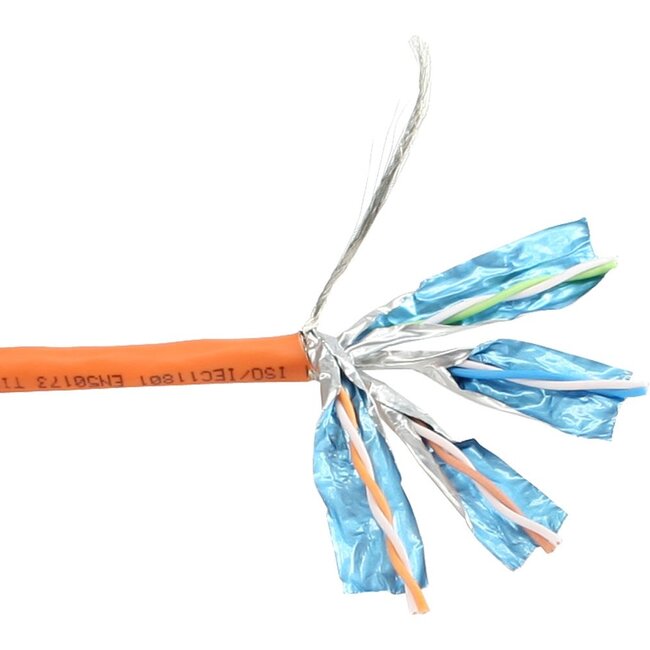 S/FTP CAT6 Gigabit netwerkkabel met vaste aders - AWG23 - LSZH / oranje - 100 meter