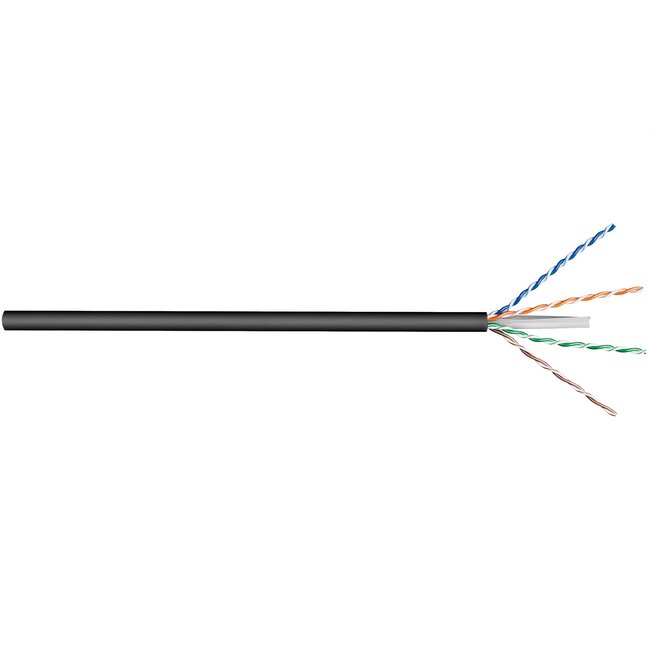 U/UTP CAT6 Gigabit outdoor netwerkkabel met vaste aders - AWG23 / zwart - 100 meter