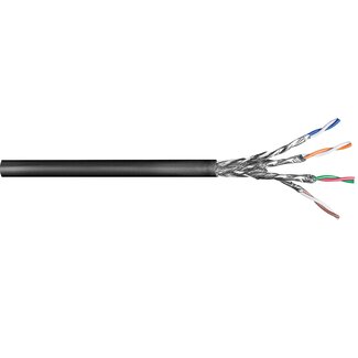 Goobay S/FTP CAT6 Gigabit outdoor netwerkkabel met vaste aders - AWG24 / zwart - 100 meter