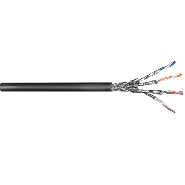 S/FTP CAT6 Gigabit outdoor netwerkkabel met vaste aders - AWG24 / zwart - 100 meter