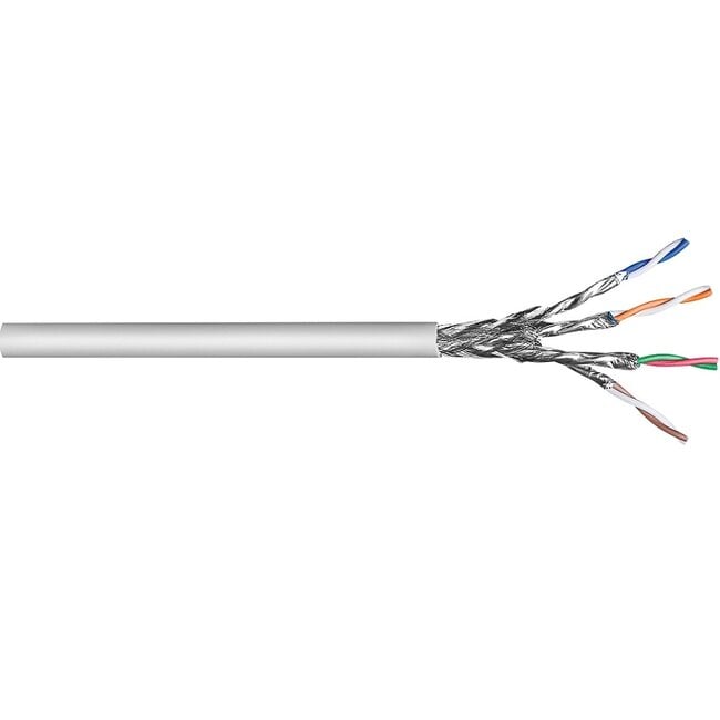 S/FTP CAT6a 10 Gigabit netwerkkabel met flexibele aders - AWG26 - LSZH / grijs - 100 meter