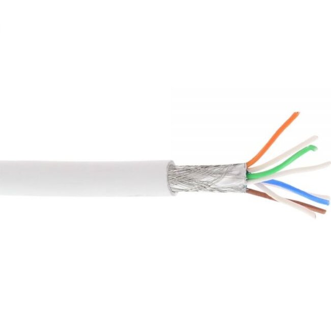 S/FTP CAT6a 10 Gigabit netwerkkabel met flexibele aders - AWG26 - LSZH / wit - 100 meter