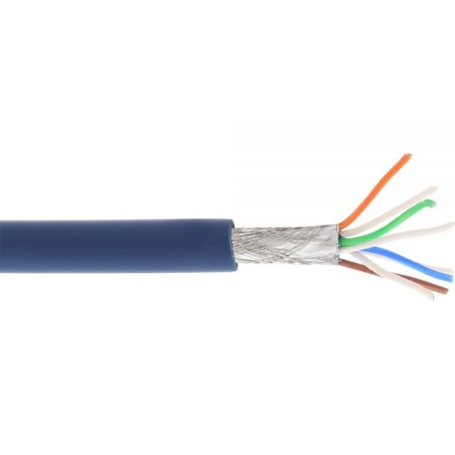 S/FTP CAT6a 10 Gigabit netwerkkabel met flexibele aders - AWG26 - LSZH / blauw - 100 meter